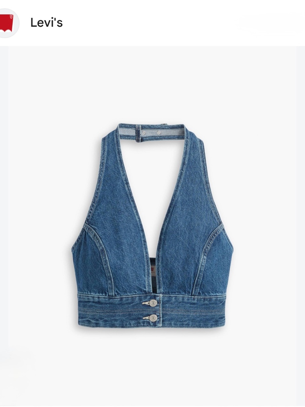 Levi’s Raine Denim Halter Crop Top Blue